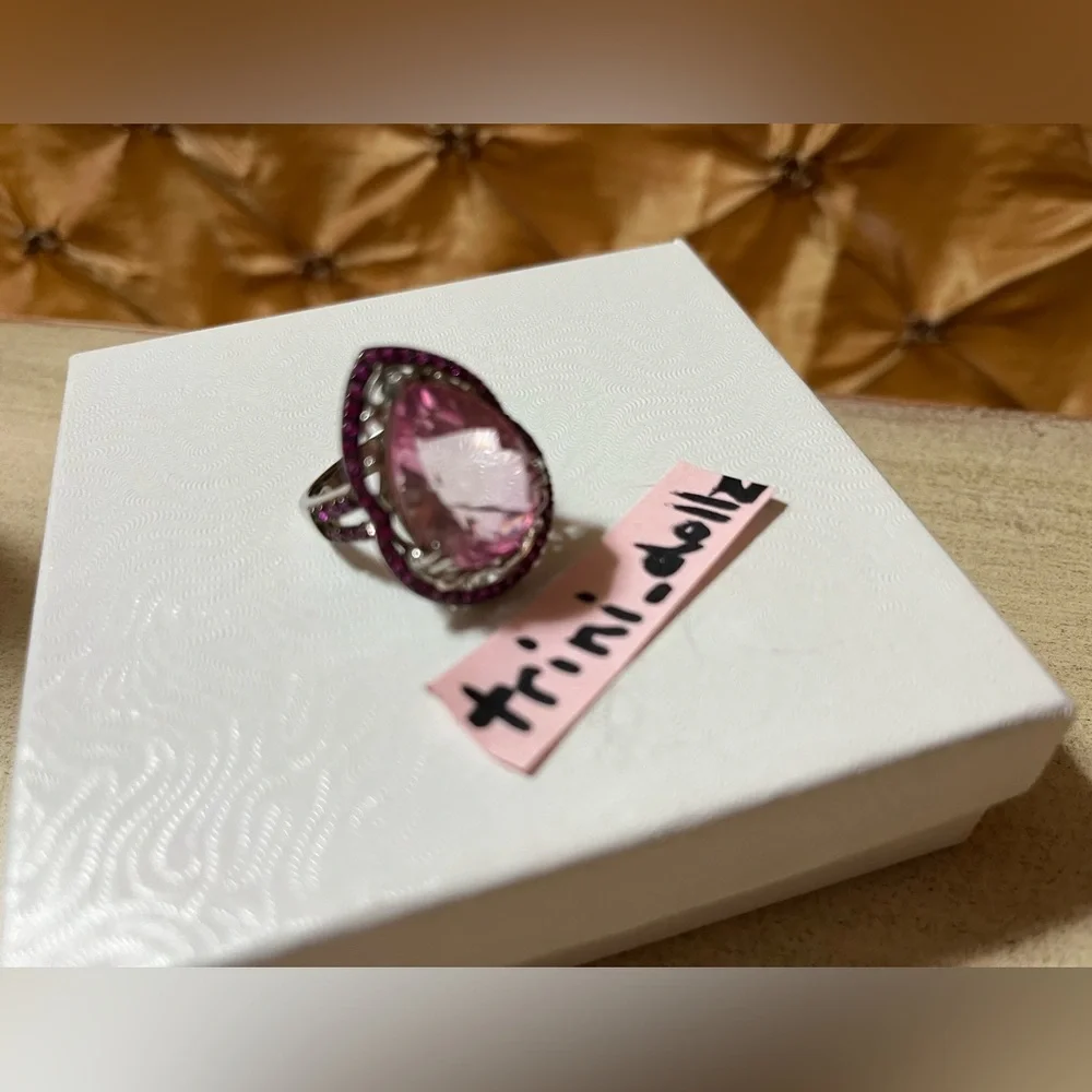 Affinity Gems Kunzite & Pink Sapphire Teardrop Ring, Sterling Silver NWT - Picture 6 of 9